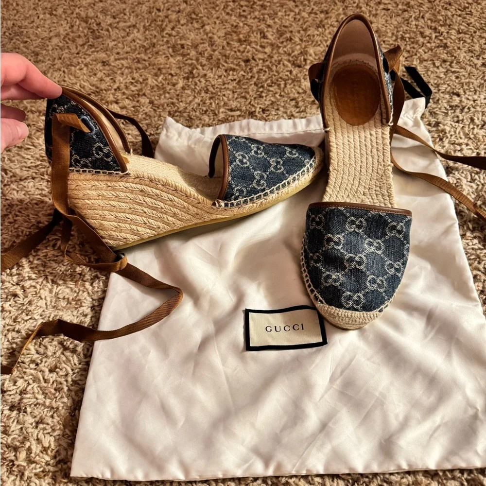 Gucci  Denim wedge sandals 42 - Picture 3 of 9